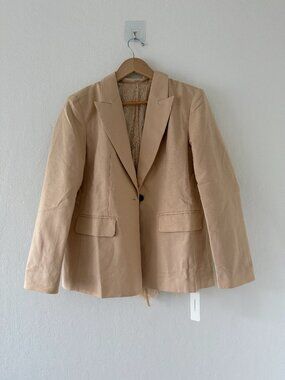 Commense Lace Back Linen-Blend Blazer